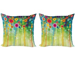 ABAKUHAUS Kussenhoes – Gebloemd 40x40 cm – Dubbelzijdig bedrukt – Multicolor