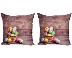 ABAKUHAUS Kussenhoes Paas-set – 2x50x50 cm – Dubbelzijdig bedrukt – Multicolor