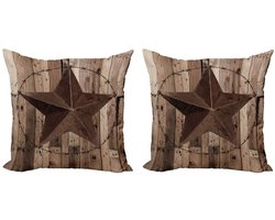 ABAKUHAUS Kussenhoes-Set (2x) – Sterren uit verweerd hout – 40x40 cm