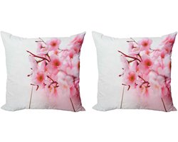 ABAKUHAUS Kussenhoes-Set 2x40x40 cm – Kersenbloesem Lichtroze