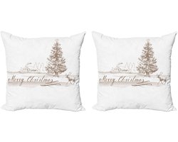 ABAKUHAUS Kussenhoes Set 2x50x50 cm Bruin – Dubbelzijdig digitaal bedrukt