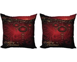 ABAKUHAUS Kussenhoes Set 2x60x60 cm – Dubbelzijdig – Geel Rubin Burgund