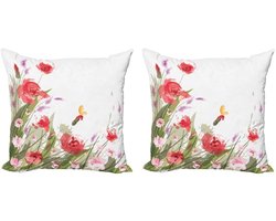 ABAKUHAUS – Kussenhoes Set 40x40 cm – Decoratief Dubbelzijdig Digitaal – Multicolor