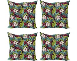 ABAKUHAUS Kussenhoes Set – 4x40x40 cm – Dubbelzijdig bedrukte Mikrofaser Multicolor