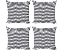 ABAKUHAUS Kussenhoes Set – 4x45x45 cm – Dubbelzijdige bedrukking – Antraciet/Grijs