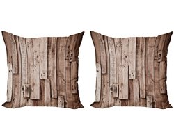 ABAKUHAUS Kussenhoes Set – 50x50 cm – Dubbelzijdig Print – Grijs Bruin