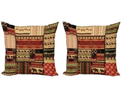ABAKUHAUS Kussenhoes Set – Patchwork – 2x40x40 cm – Dubbelzijdig