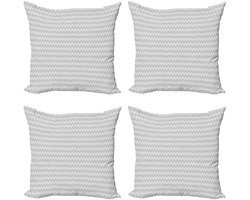 ABAKUHAUS Kussenhoezen – 4x 40x40 cm – Chevron Grijs/Wit – Dubbelzijdig