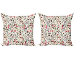 ABAKUHAUS Kussenhoezen 50x50 – Set 2x Multicolor, Dubbelzijdig Druk, Rits