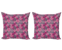 ABAKUHAUS Kussenhoezen Set 2x45x45 cm – Omkeerbaar patroon – Multicolor