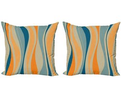 ABAKUHAUS – Kussenhoezen Set 2x50 cm – Retro Strepen – Dubbelzijdig