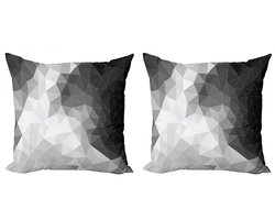 ABAKUHAUS Kussenhoezen Set – 2x50x50 cm – Dubbelzijdig bedrukt – Zwart/Lichtgrijs