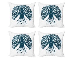 ABAKUHAUS Kussenhoezen Set – 4x40x40 cm – Dubbelzijdig bedrukt – Microvezel