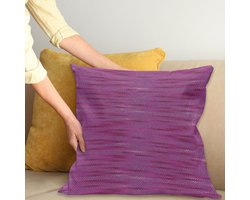 ABAKUHAUS Magenta Sierkussenhoes, Gradient Oud Aged Knit Patroon Creative Melange Wool Textured Nostalgisch Kunst, Decoratieve Vierkante Sierkussenhoes, 45 x 45 cm, Roze Paars