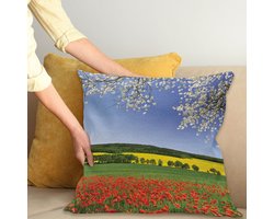 ABAKUHAUS Marmer Print Sierkussenhoes Set van 4, Natuurlijk Steen Patroon Dreamy Couldy Uitzicht Vein Look Mysterious Illustratie, Modern Accent Dubbel-Dubbelzijdig Digital Print, 16", Cadet Blauw