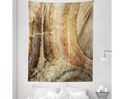 ABAKUHAUS Marmer Print Wandkleed Eenpersoonsformaat, Onyx Steen Oppervlak Patroon Banded Variety Differing Lijnen Afbeelding, Wandkleed Bedsprei Bedhoes Wanddecoratie, Eenpersoonsformaat, Bruin Kaneel