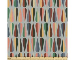 ABAKUHAUS Midden van de eeuw Stof per meter, 2 Kleur Droplets, Mooi geweven stof voor bekleding en woonaccessoires, 1 m , Meerkleurig