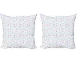 ABAKUHAUS Nautische decoratieve kussenhoezen, 2-pack, Zomerse zeesterren, Modern accent, dubbelzijdige digitale print, 40x40 cm, Multicolor