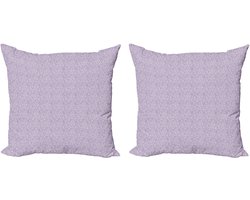 ABAKUHAUS Paarse decoratieve kussenhoes, 2 stuks, krulmotief met blader 50x50 cm, lichtpaars en lavendel