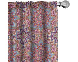 ABAKUHAUS Paarse mandala gordijnen – 2x75x245 cm – microvezel