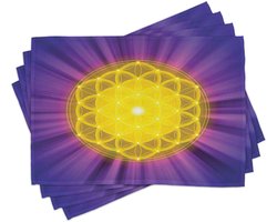 ABAKUHAUS Paarse mandala-tafelmatten – Heilige Geometrie in het motief „Levensbloem“ met paarse schaduwstralen, gemaakt van kleurvaste stof, veelkleurig, geschikt voor eetkamer en keuken