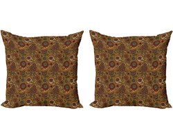 ABAKUHAUS Paisley decoratieve kussenhoes, 2-pack, vintage motief, modern accent, dubbelzijdige digitale print, 50x50 cm, meerkleurig
