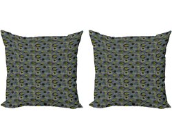 ABAKUHAUS Paisley decoratieve kussenhoes, 2 stuks, Oosters druppelmotief, modern accent, dubbelzijdige digitale print, 45x45 cm, meerkleurig