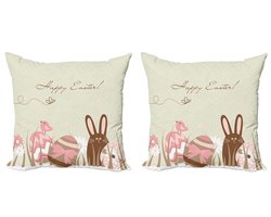 ABAKUHAUS Pasen Kussenhoes – 2x40 cm – Dubbelzijdig bedrukt – Pastel