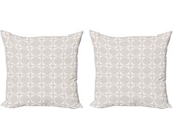 ABAKUHAUS Pastel Decoratieve Kussenhoezen, Set van 2, Neutraal getint Halvemaanmotief, Modern Accent Dubbelzijdige Digitale Print, 60x60 cm, Beige Wit