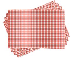ABAKUHAUS placemats, kleurrijk en geruit landelijk picknickpatroon met herhaling van vierkante strepen, modern, tafeldecoratie van kleurvaste stoffen voor eetkamer en keuken, oranje en wit