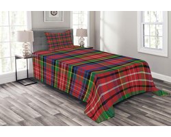 ABAKUHAUS Plaid en sprei-set – Schotse ruitpatroon – 170×220 cm, meerkleurig