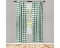 ABAKUHAUS Polka Dot Gordijnen, Geometrische Motieven, Ronde Compositie, Set van 2 Panelen voor Woonkamer en Slaapkamer, 150 cm x 175 cm, Lauriergroen