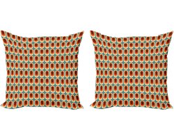 ABAKUHAUS Retro Decoratieve Kussenhoezen, Set van 2, Vintage Mode-Etnisch, Modern Accent, Dubbelzijdige Digitale Print, 50x50 cm, Multicolor