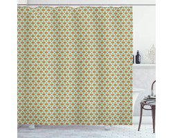 ABAKUHAUS Retro douchegordijn – Geometrisch – 175x180 cm – Oranje Creme Blauw