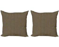 ABAKUHAUS Retro Kussenhoes Set 2x 40x40 cm – Dubbelzijdig druk – Multicolor