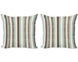 ABAKUHAUS Retro Kussenhoes Set – 2x 40x40 cm – Gestreept, Dubbelzijdig Digitaal bedrukt
