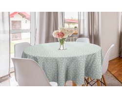 ABAKUHAUS retro ronde tafelkleed, ronde geometrische tegels, cirkelvormige tafelkleedbekleding voor eetkamerkeukendecoratie, 150 cm, crème lichtblauw