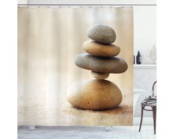 ABAKUHAUS Rock-douchegordijn – Kalm Thema Steen – 175x220 cm – Veelkleurig – 12 haken