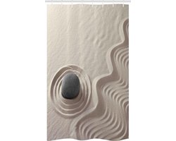 ABAKUHAUS Rock Smalle Douchegordijn, Golven op Zandsteen, Badkamerdecoratieset van Stof met Haak, 120 x 180 cm, Grijze Stof