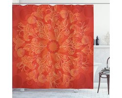 ABAKUHAUS Rode mandala douchegordijn – polyester 175 × 220 cm – scharlaken-oranje