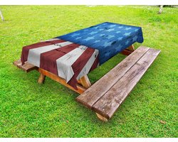 ABAKUHAUS rustiek houten buitentafelkleed, decoratief wasbaar picknicktafelkleed, 145 x 305 cm, lichte kastanjebruine lichtgrijs