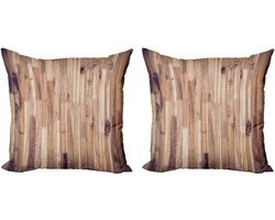 ABAKUHAUS rustieke houten sierkussens, set van 2, verouderd plankenpatroon, modern accent, dubbelzijdige digitale print, 40x40 cm, amandelpaars