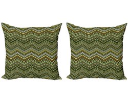 ABAKUHAUS Sambia Kussenhoes Set (2x) – Dubbelzijdig Digitaaldruk – 40x40 cm – Licht karamel