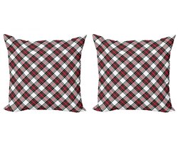 ABAKUHAUS Schottenkaro Kussenhoezen Set – 2x50x50 cm – Dubbelzijdig bedrukt – Met ritssluiting – Multicolor