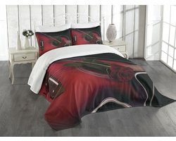 ABAKUHAUS Spaans bedspreiset – Gitaar met liefdesroos – 3-delig 220x220 Ruby/Wit