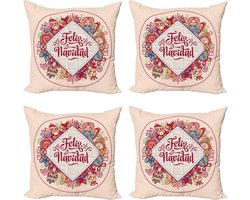 ABAKUHAUS Spanish Throw Pillow Case Set of 4, Feliz Navidad Christmas, Modern Interior Accent with Both Sides Print - ShopVlot