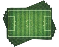 ABAKUHAUS Sport Placemats Set van 4, Realistische Groen Gras Voetbal Veld Thema Sport Hobby Competitie Veld, Wasbare Stoffen Placemats voor de Eettafel, Standaardformaat, Groen Limoengroen