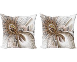 ABAKUHAUS Steampunk decoratieve kussenhoezen, 2-pack, abstracte fractale kunst, modern accent, dubbelzijdige digitale print, 40x40 cm, meerkleurig