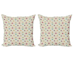 ABAKUHAUS Sterren Kussenhoezen-Set 60x60 cm – Tweezijdig – Met rits – Multicolor