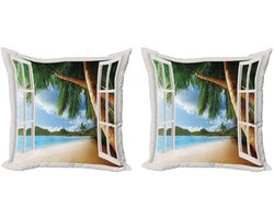 ABAKUHAUS Strandkussenhoes-Set – 2x 60x60 cm – Dubbelzijdig bedrukt – Rits – Multicolor